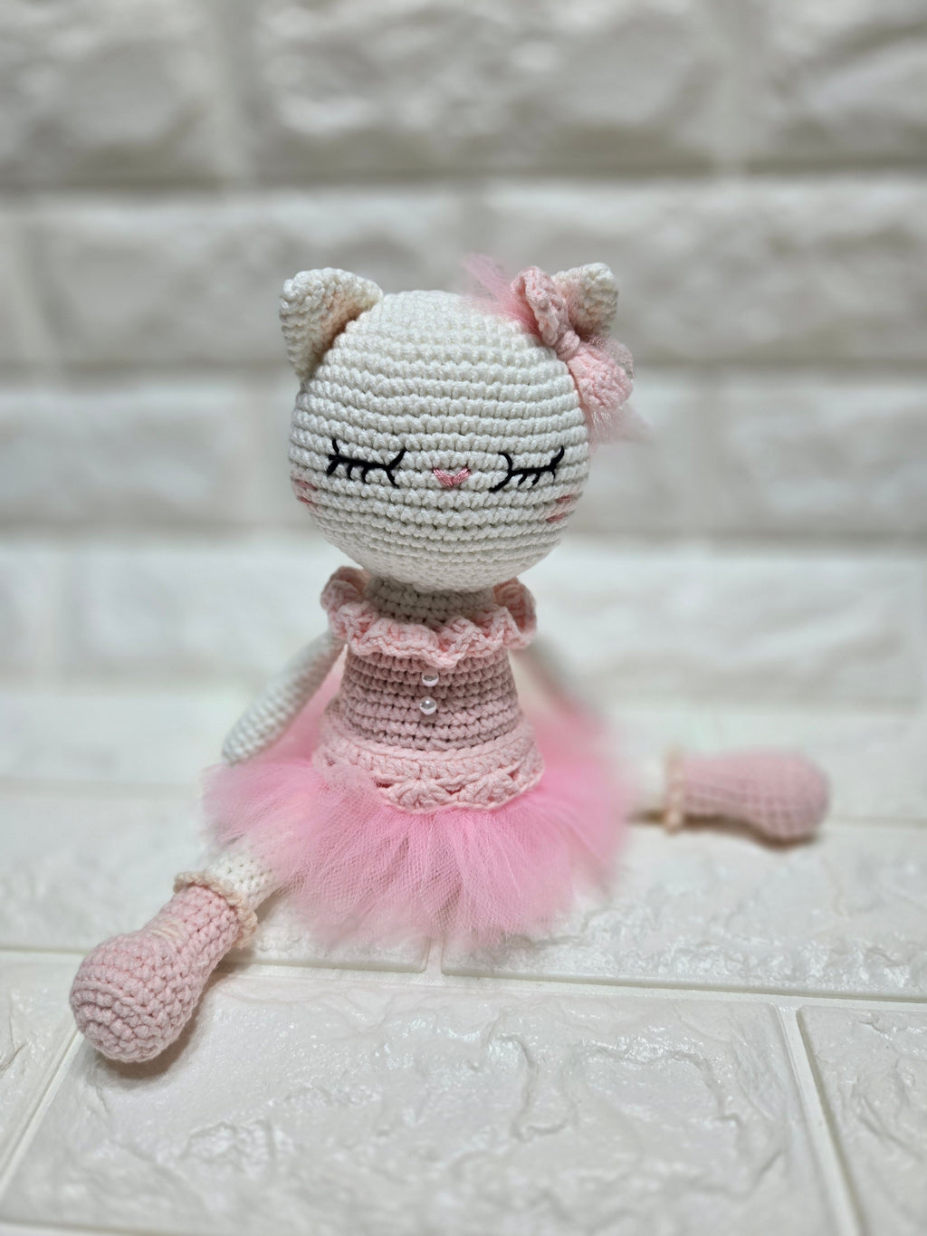 Handmade Crochet Cat Ballerina Doll