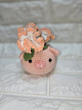 Handmade Crochet Pig Planter Pot with Flower