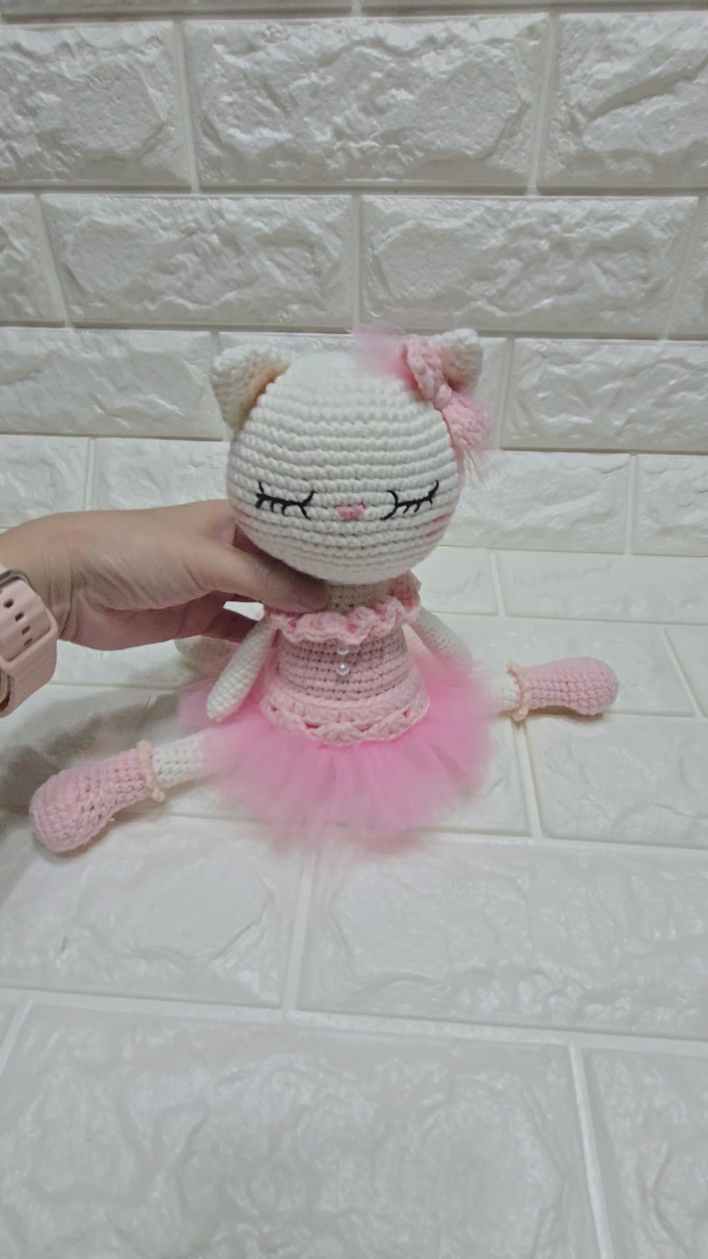 Handmade Crochet Cat Ballerina Doll